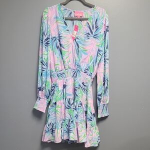 Lilly Pulitzer Tropical Print Dress in Pink and Blue